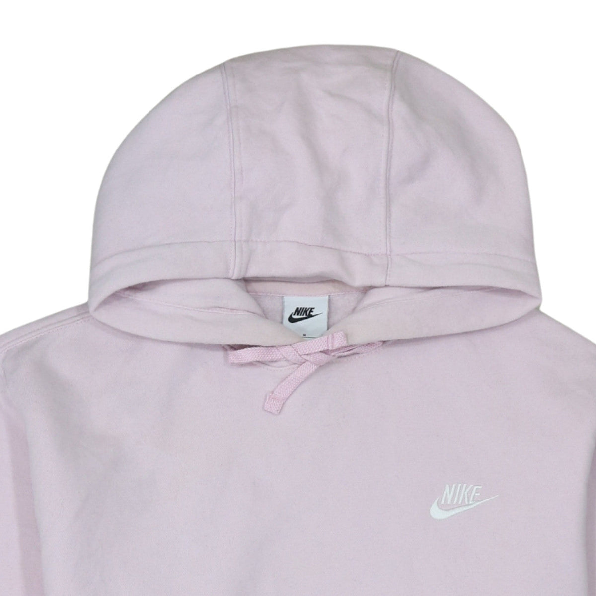 Nike Women Pink Pullover Hoodie Medium Cotton Blend Logo Sweatshirt