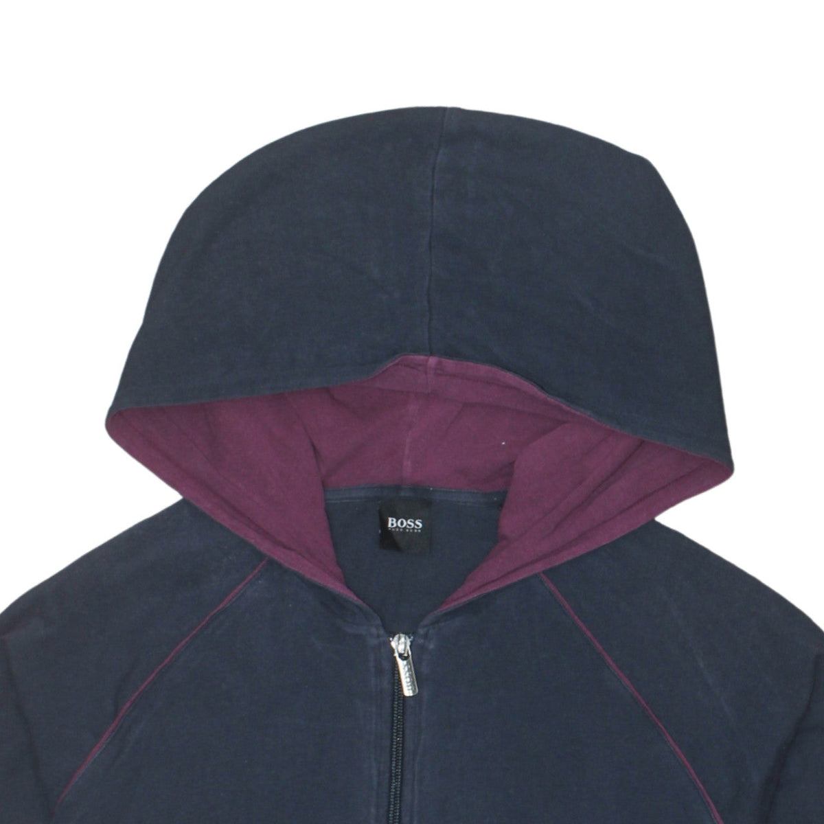 Hugo Boss Womens Navy Full Zip Hoodie Size L Cotton Blend