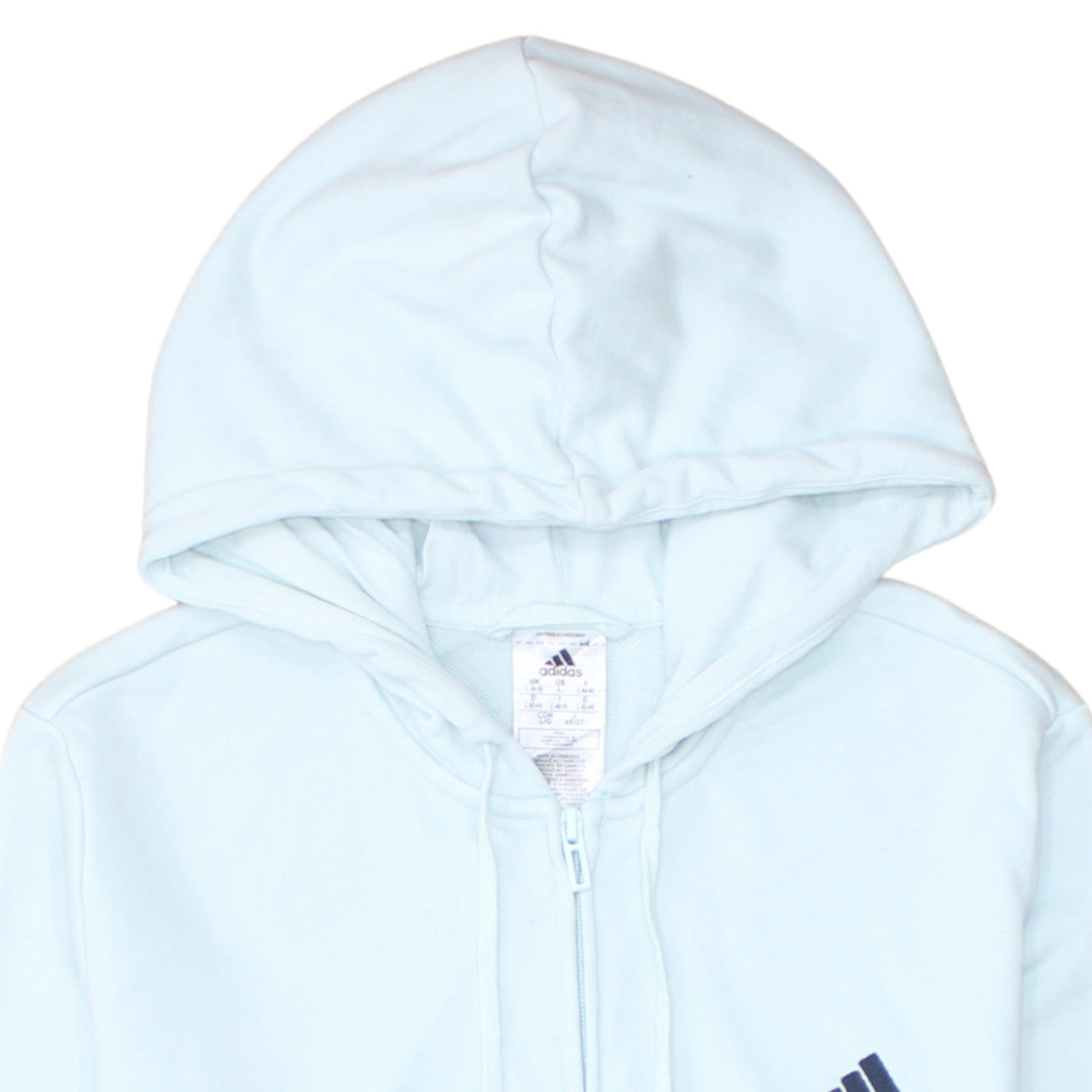 Adidas Women Light Blue Full Zip Hoodie Size L16-18 Cotton Blend