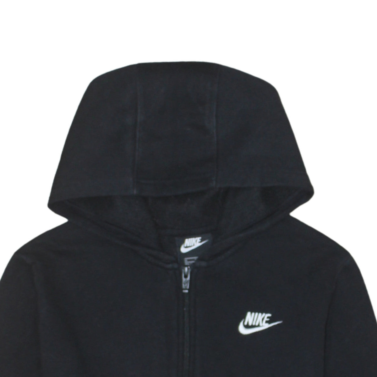 Nike Boys Black Full Zip Hoodie XL 158-170cm Fleece Lined Logo Sweatshirt