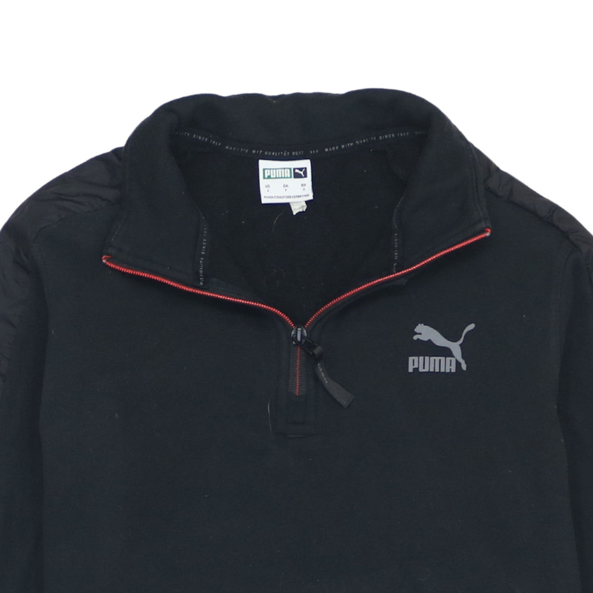 Puma Men's Black 1/4 Zip Sports Sweatshirt Size S
