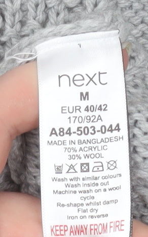 Next Women’s Grey Cable Knit Open Cardigan Medium Wool Blend