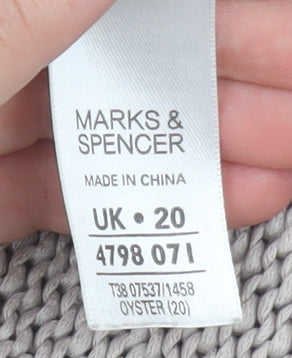 Marks & Spencer Women Beige Size 20 Chunky Knit Open Cardigan