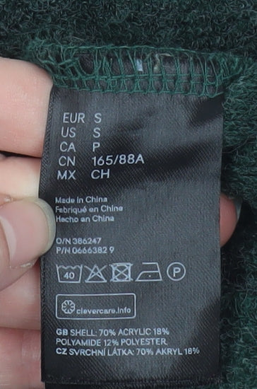 H&M Women Green Long Sleeve Crew Neck Pullover Jumper Size S