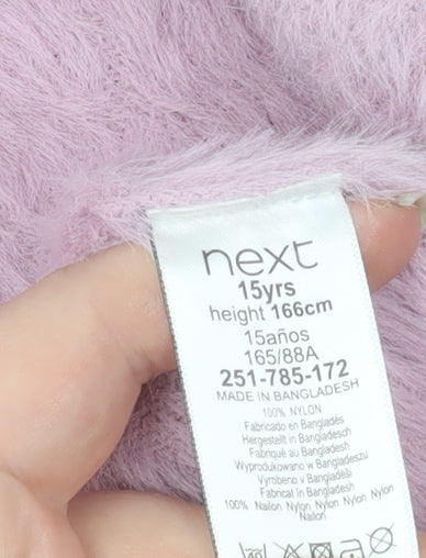 Next Girls Pink Fluffy Soft Jacket 15 Years Faux Fur Feel Open Front