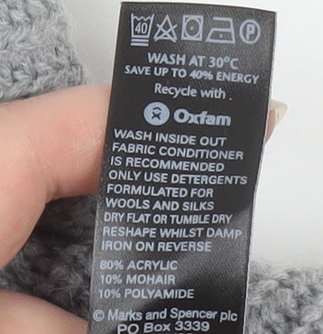 Marks & Spencer Women Grey Petite 14 Cable Knit Cardigan