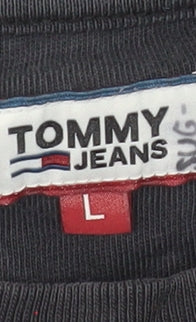Tommy Jeans Womens Black L Basic Cotton Crew Neck T-Shirt