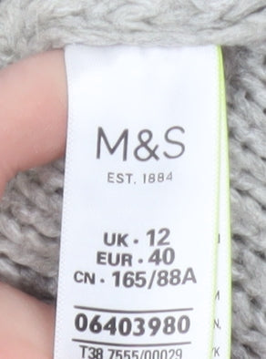 Marks & Spencer Women Grey Cable-Knit Jumper Size 12
