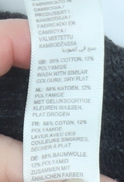 Fat Face Women's Black Cotton Knit Relaxed Pullover Jumper Size 14