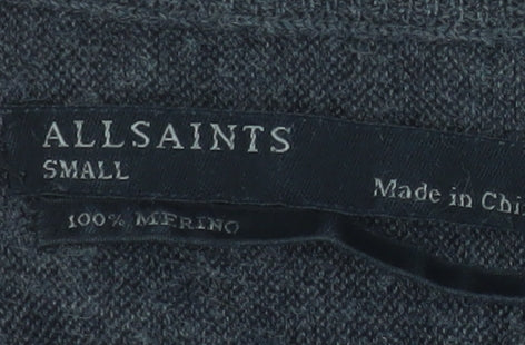 AllSaints Women’s Grey Merino Wool Asymmetrical Jumper Size S