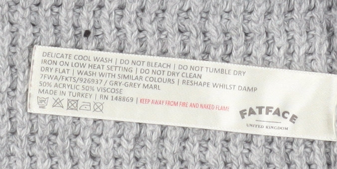 Fat Face Women Grey Cardigan Size 10 Knit Open Front Pockets
