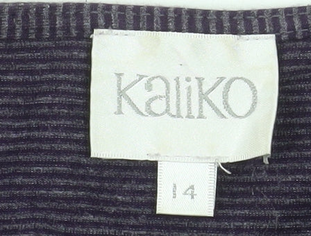 Kaliko Women’s Purple Striped Jersey V-Neck Shift Dress Size 14