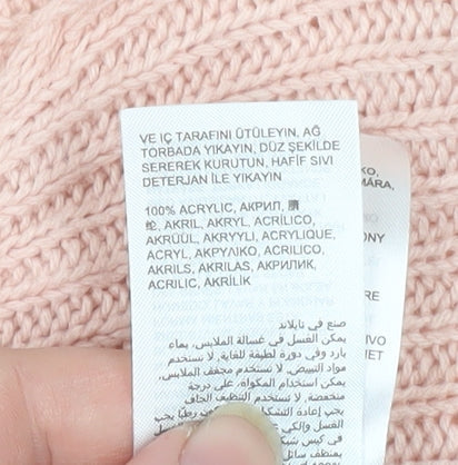 JD Williams Women's Pink Acrylic Crew Neck 3/4 Sleeve Pullover Jumper Size 16