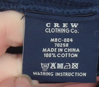 Crew Clothing Mens Blue Cotton XL Mock Neck Henley Sweatshirt