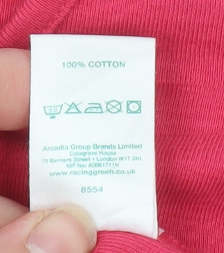 Racing Green Womens Pink Cotton Long Sleeve Keyhole T-Shirt Size 10