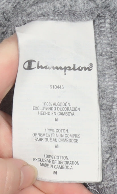 Champion Women Grey Basic Cotton T-Shirt M Short Sleeve Casual
