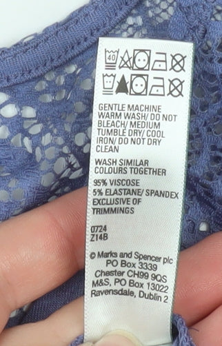 Marks and Spencer Women’s Blue Lace Shoulder Long Sleeve Viscose Blouse Size S