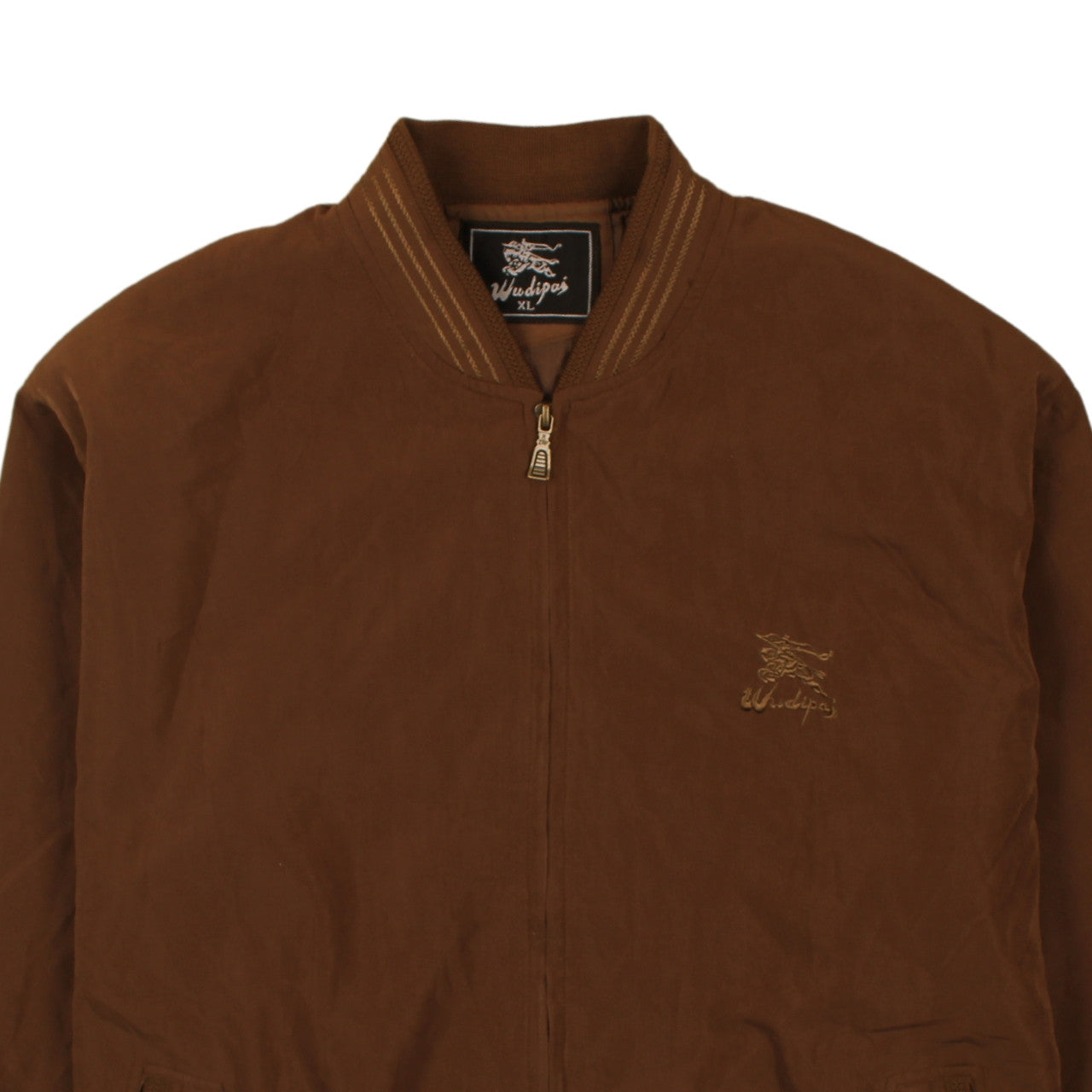 Wudipos Men's Brown XL Bomber Jacket Cotton Twill Zip Casual