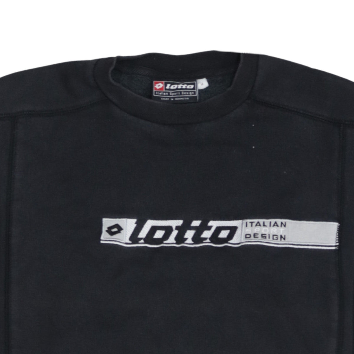 Lotto Mens Black Logo Pullover Sweatshirt Size M Italian Design