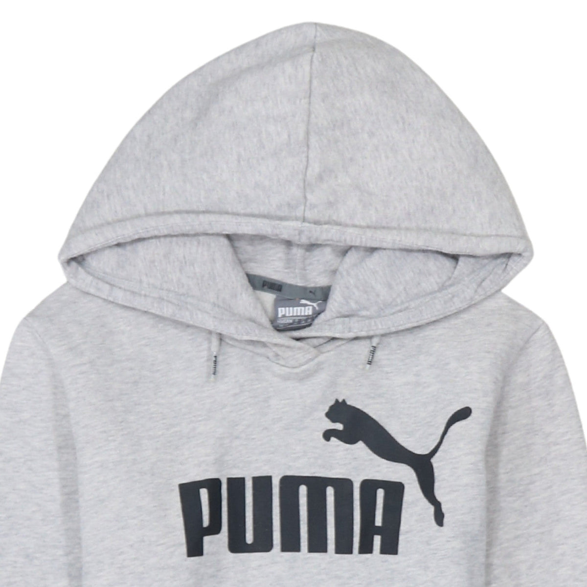 Puma Women Grey Hooded Pullover Hoodie UK 8 with Logo Print