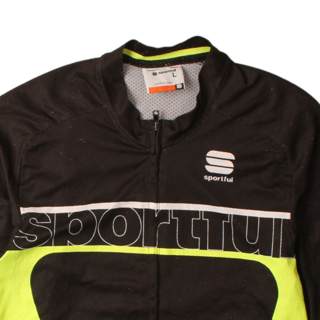 Sportful Men's Black Cycling Jersey L Short Sleeve Full Zip Top