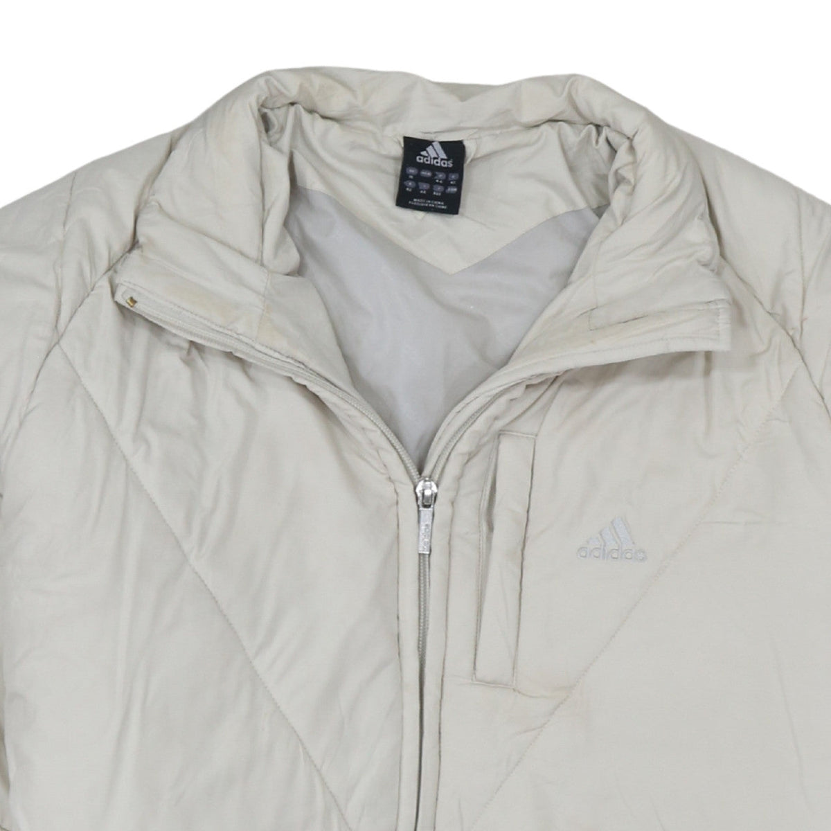 Adidas Women Ivory Quilted Puffer Jacket Size 16 Regular Fit