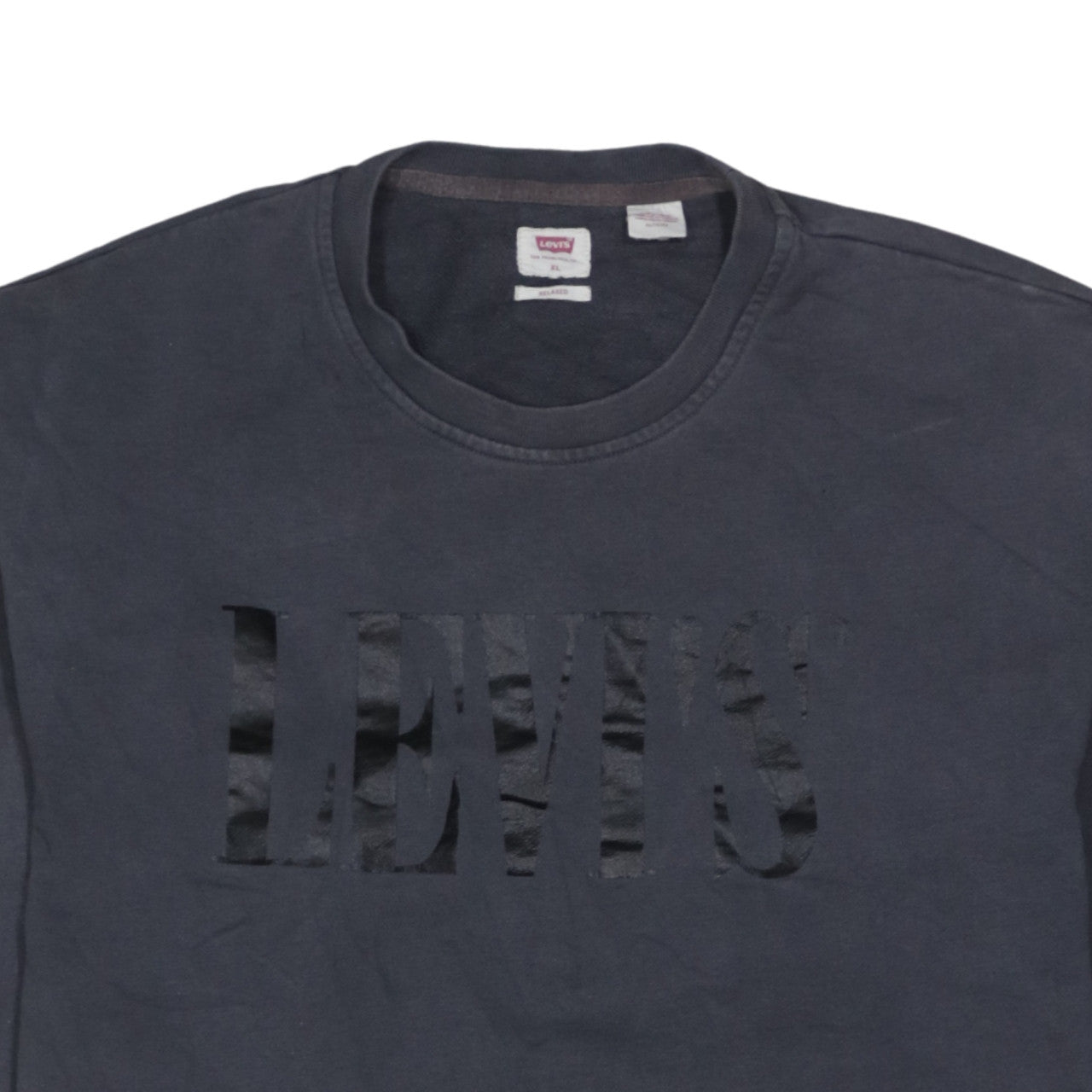 Levi's Men's Black XL Relaxed Fit Crew Neck Logo Sweatshirt