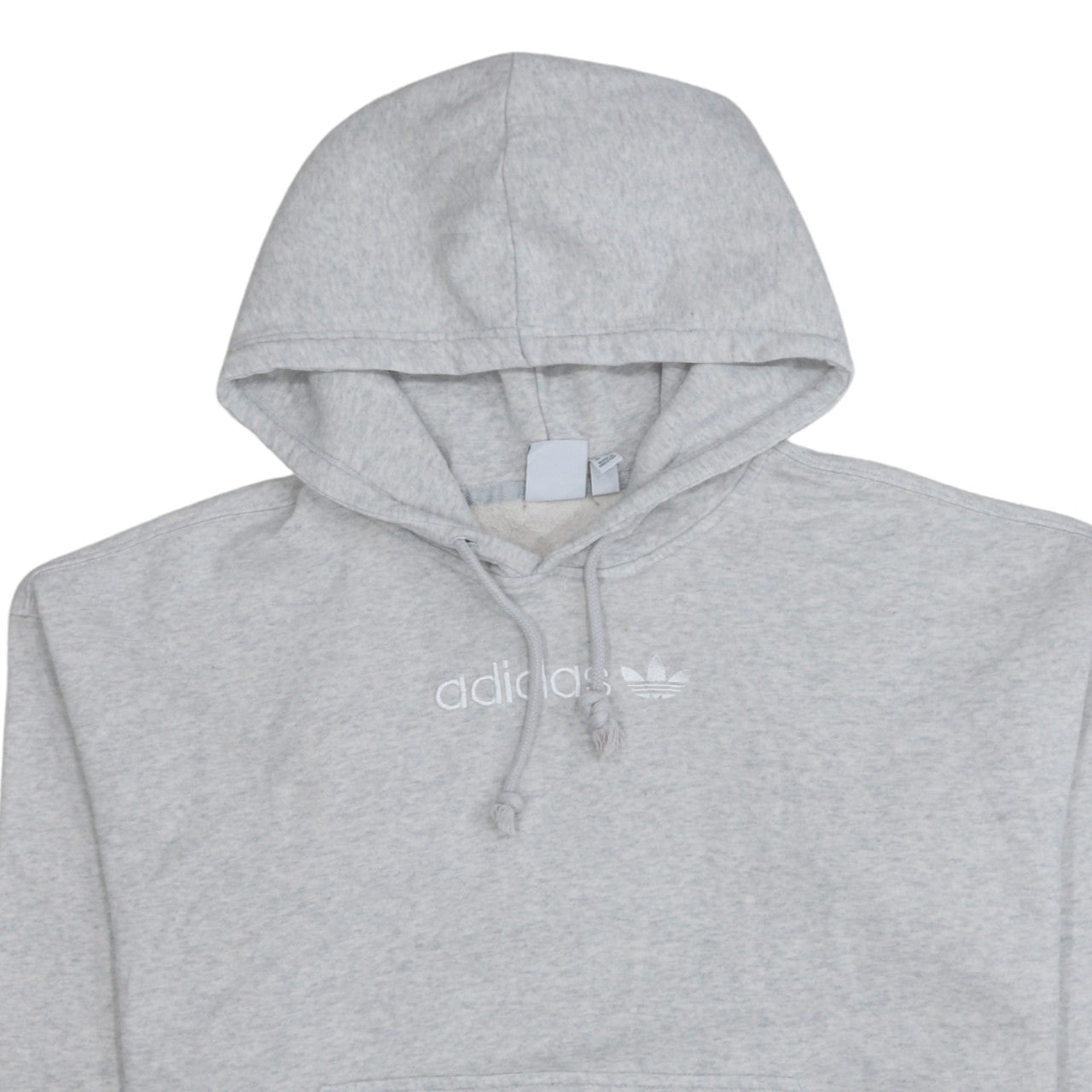 Adidas Women Grey Pullover Hoodie Small Logo Hooded Sweatshirt