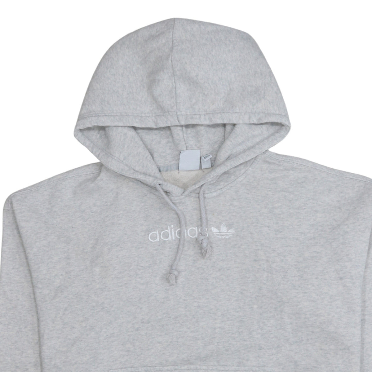 Adidas Women Grey Pullover Hoodie Small Logo Hooded Sweatshirt