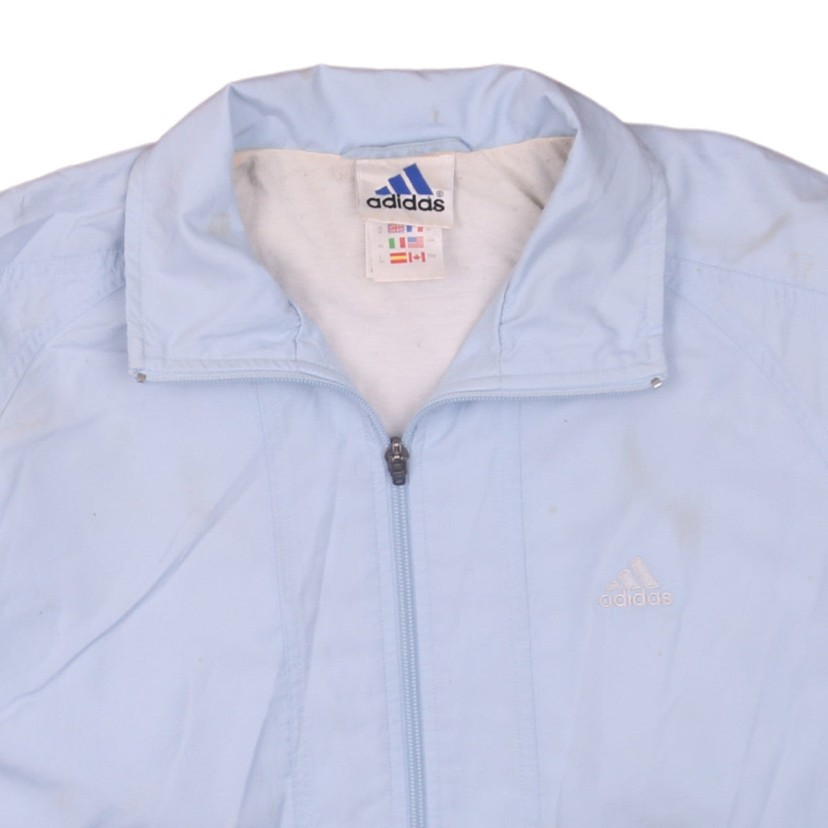 Adidas Womens Light Blue Full Zip Windbreaker Jacket Size 16