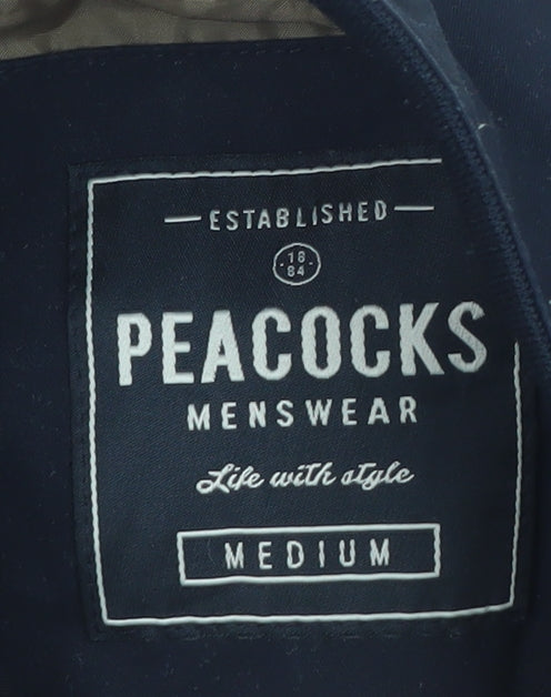 Peacocks Mens Blue Bomber Jacket Medium Cotton Blend Casual Zip