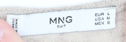 Mango Women’s Beige V-Neck Lace Trim Long Sleeve Knit Jumper Size 12