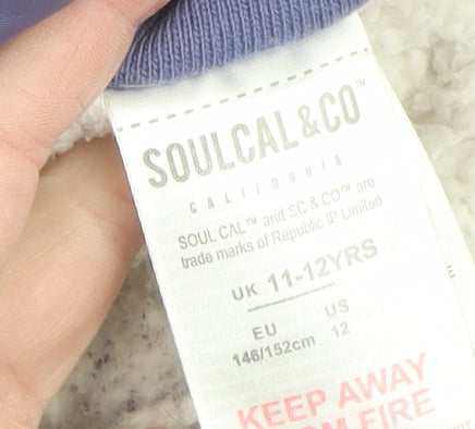 SoulCal Teens Purple Hooded Puffer Jacket 12 Lined Winter Coat