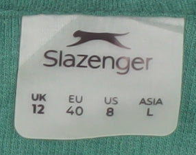 Slazenger Women's Green Cropped Polo Shirt Size 12 Cotton Blend