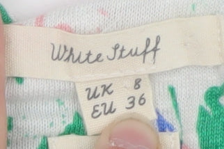 White Stuff Womens Multicoloured Floral T-Shirt Size 8 Linen Cotton
