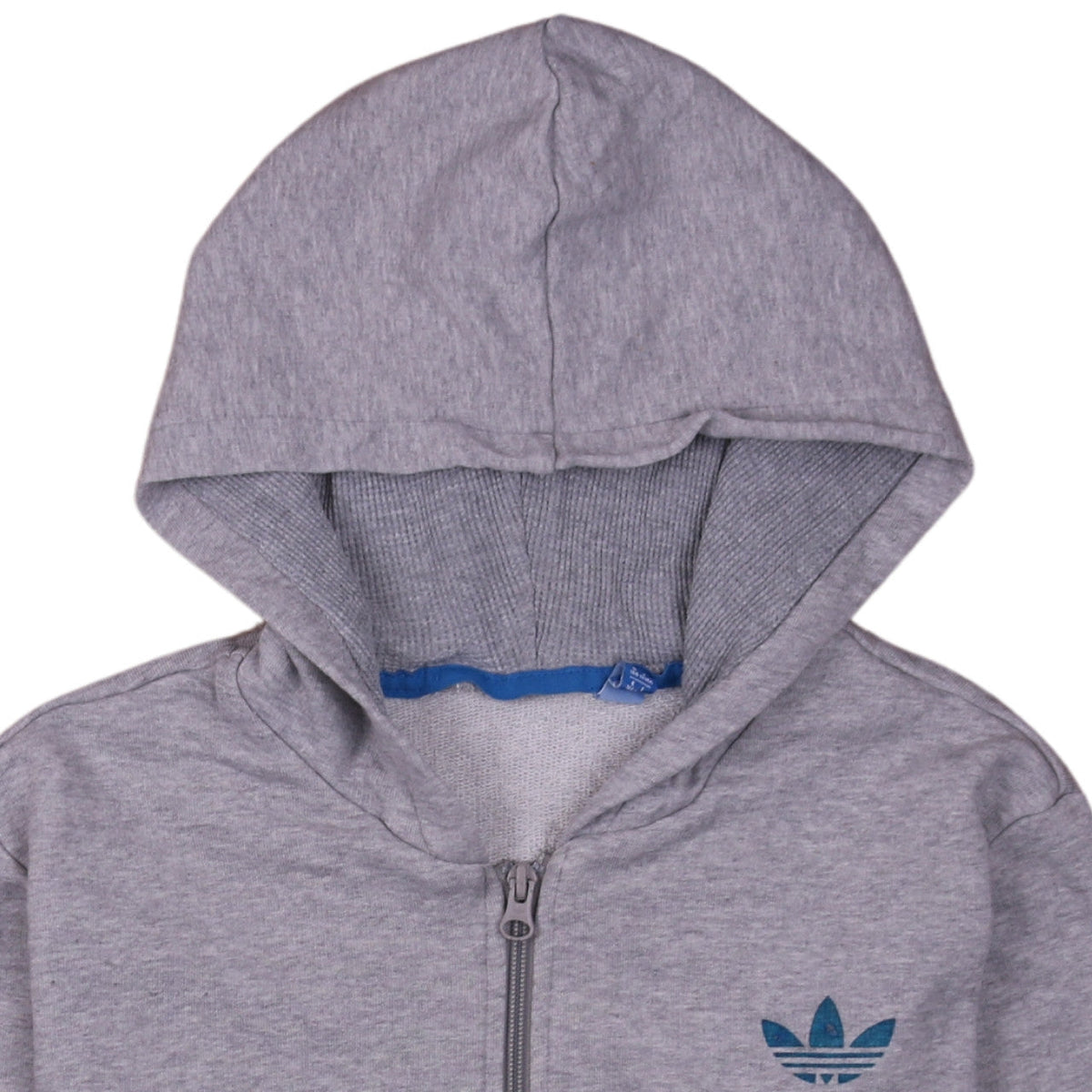 Adidas Boys Grey Full Zip Hoodie 13-14 Years Regular Fit Logo Hooded Sweatshirt