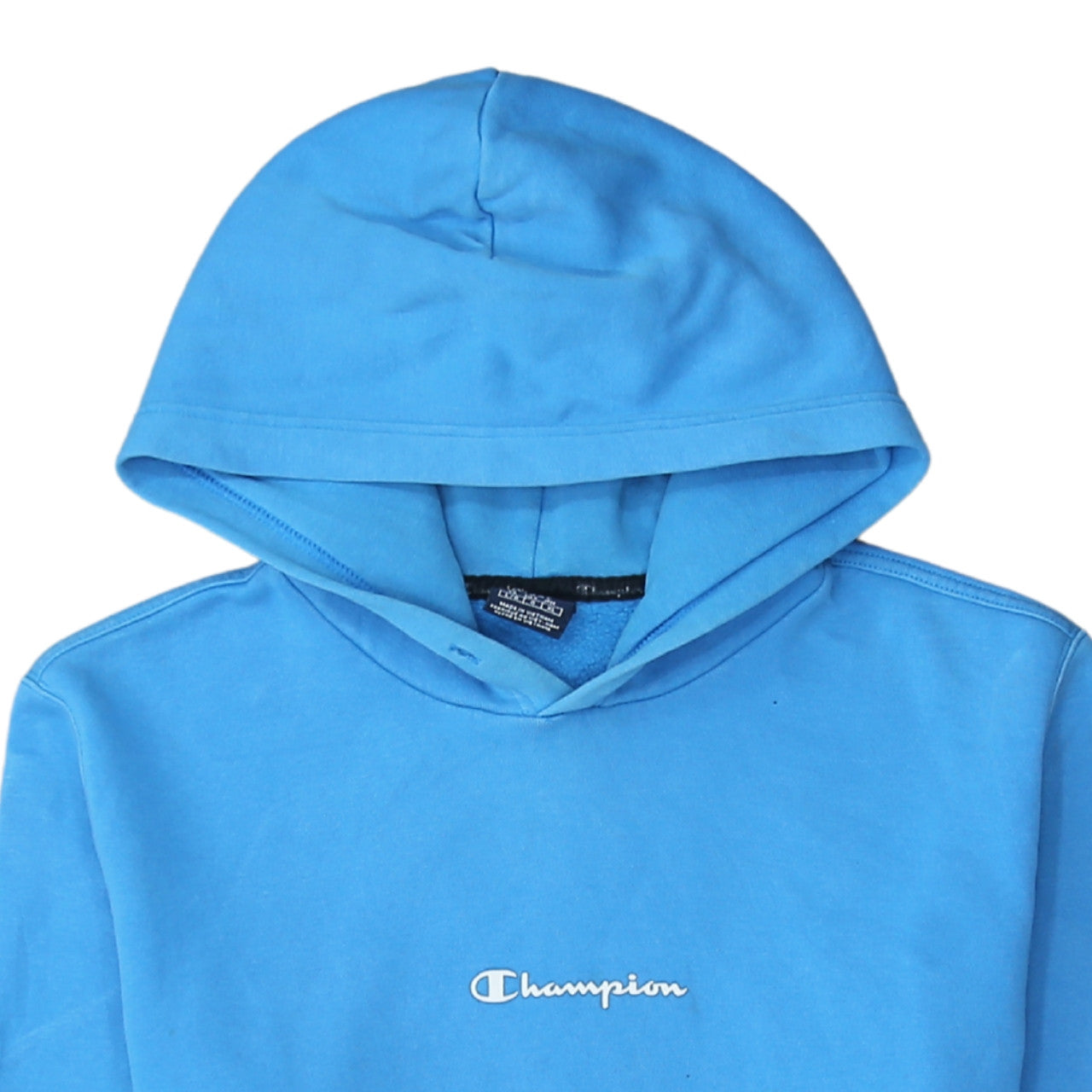 Champion Men's Blue Pullover Hoodie Large Logo Fleece Sweatshirt