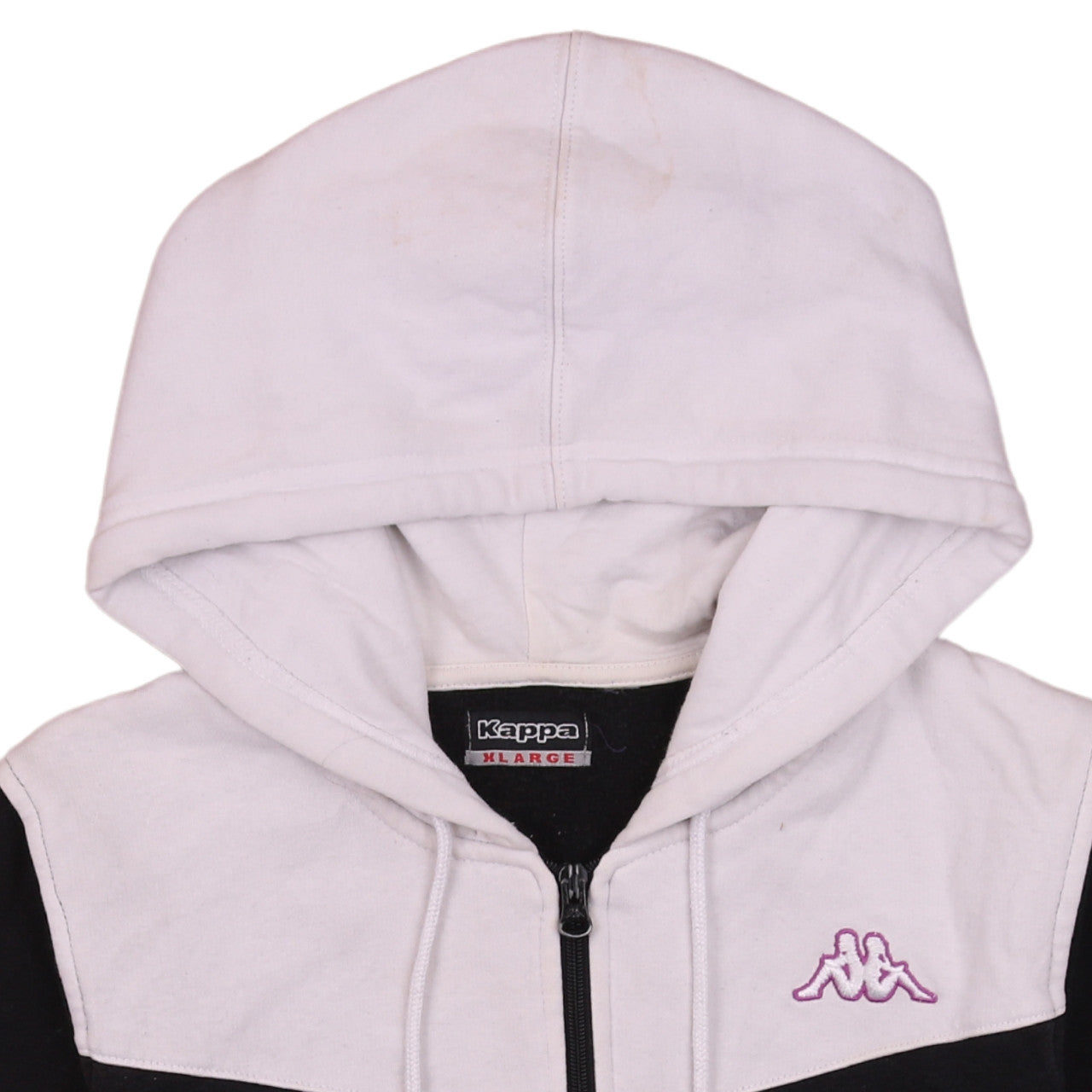 Kappa Womens Black White Full Zip Hoodie XL Casual Sweatshirt