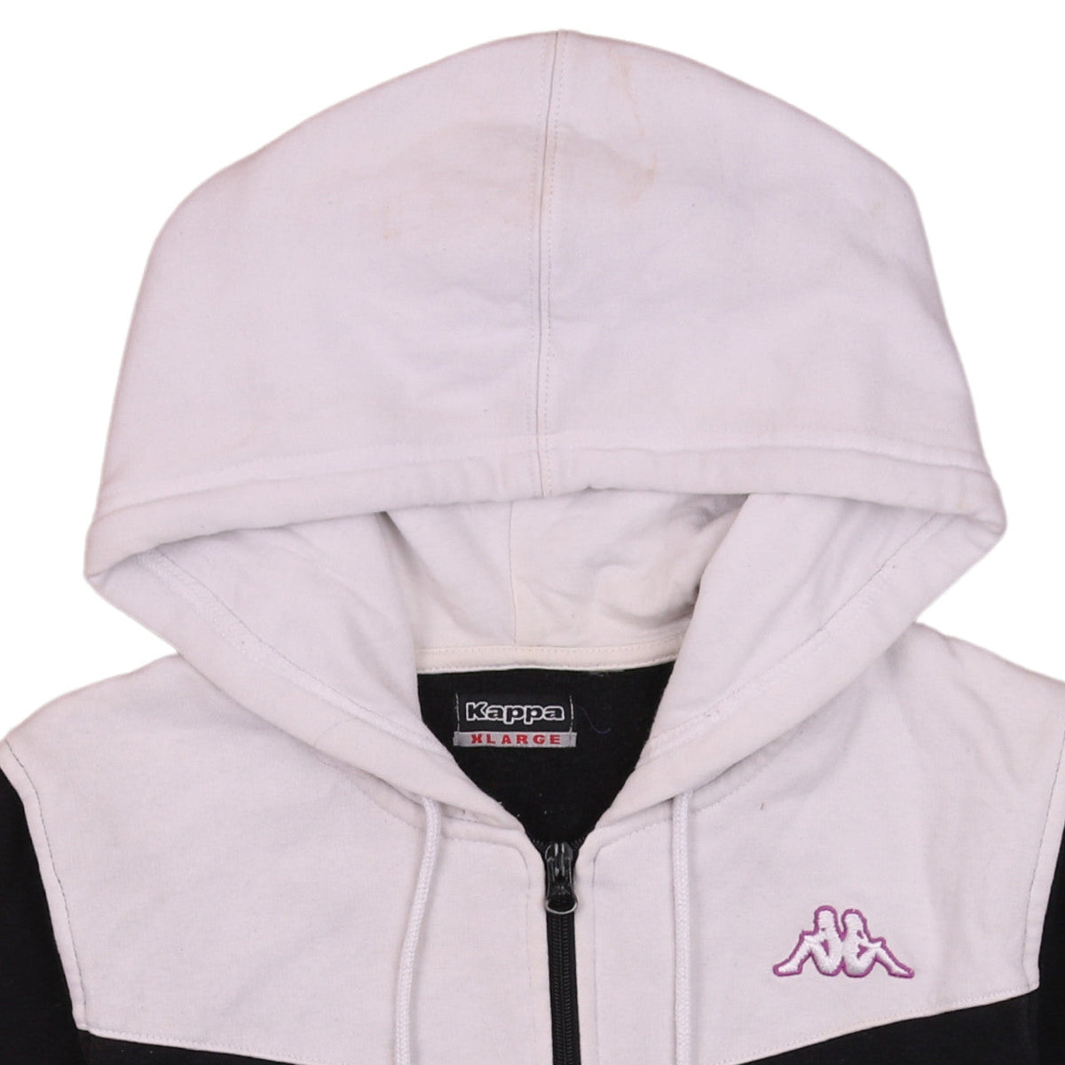 Kappa Womens Black White Full Zip Hoodie XL Casual Sweatshirt