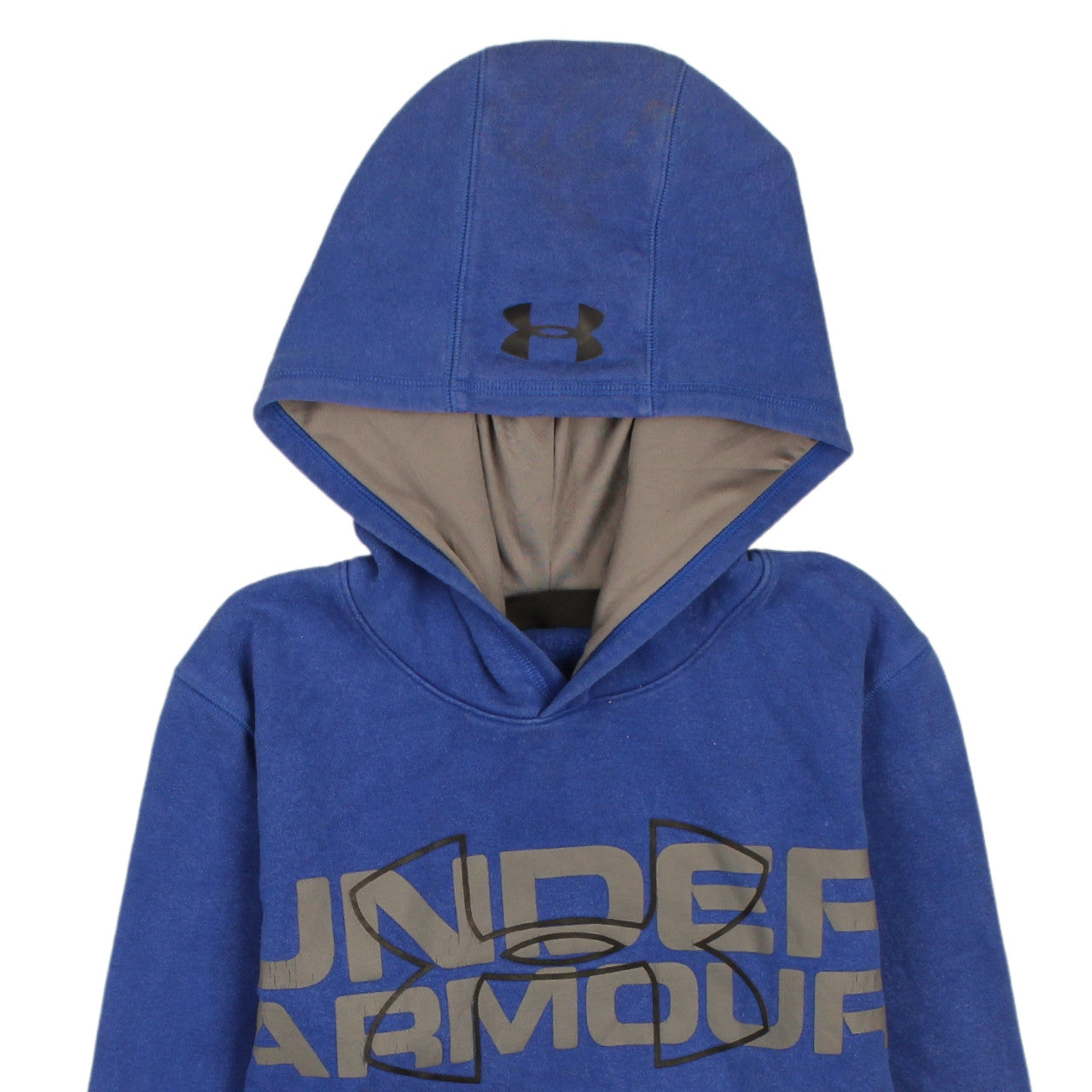 Under Armour Boys Blue Pullover Hoodie Size 12-13 Years Fleece Logo Sweatshirt