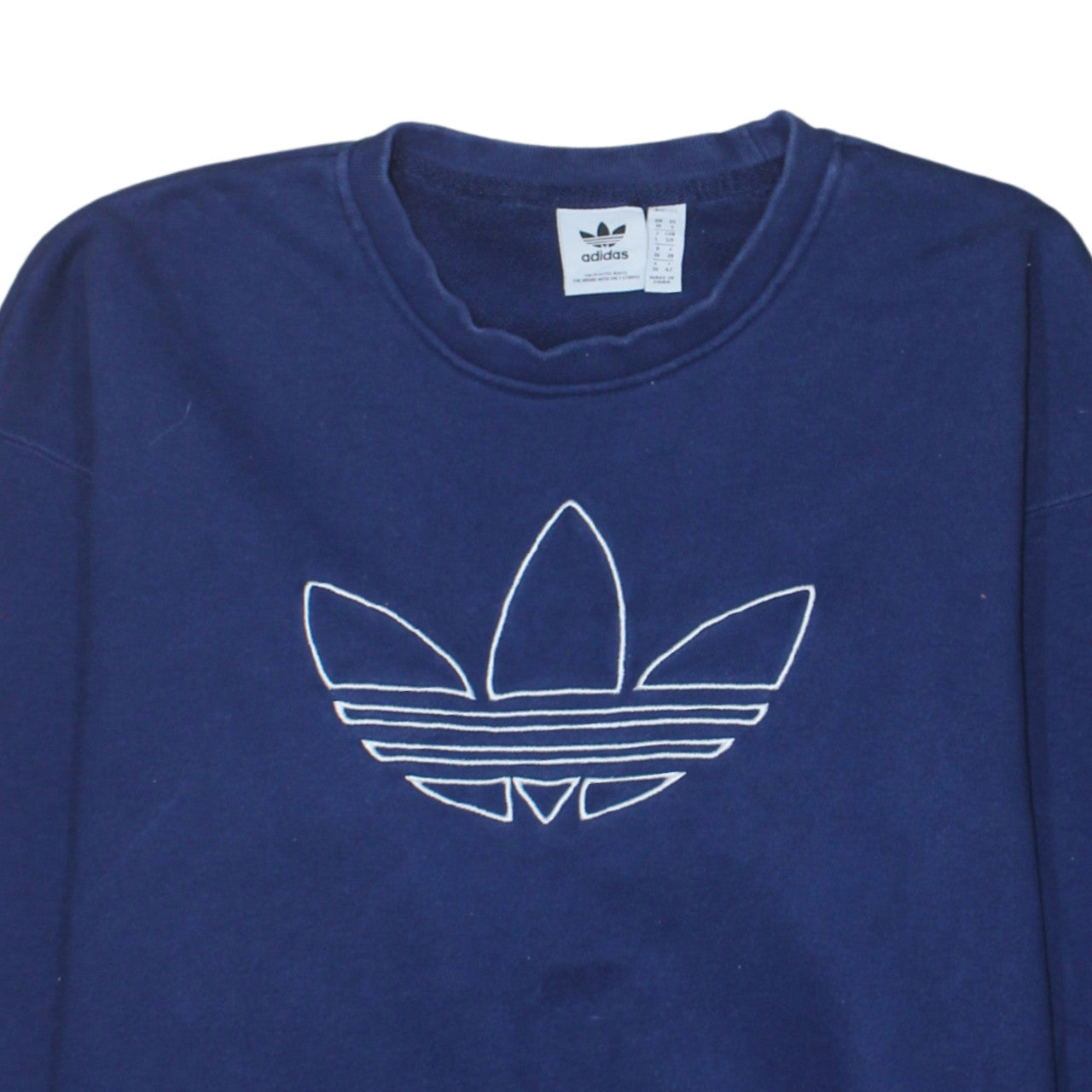 Adidas Women Blue Crew Neck Logo Sweatshirt Size 10 Pullover