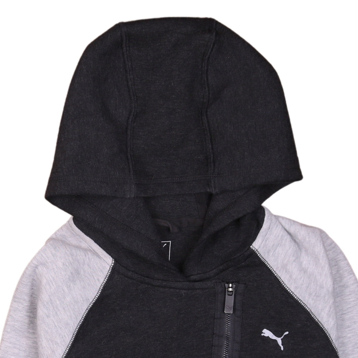 Puma Women Black Grey Full Zip Hoodie Size 12 Cotton Blend