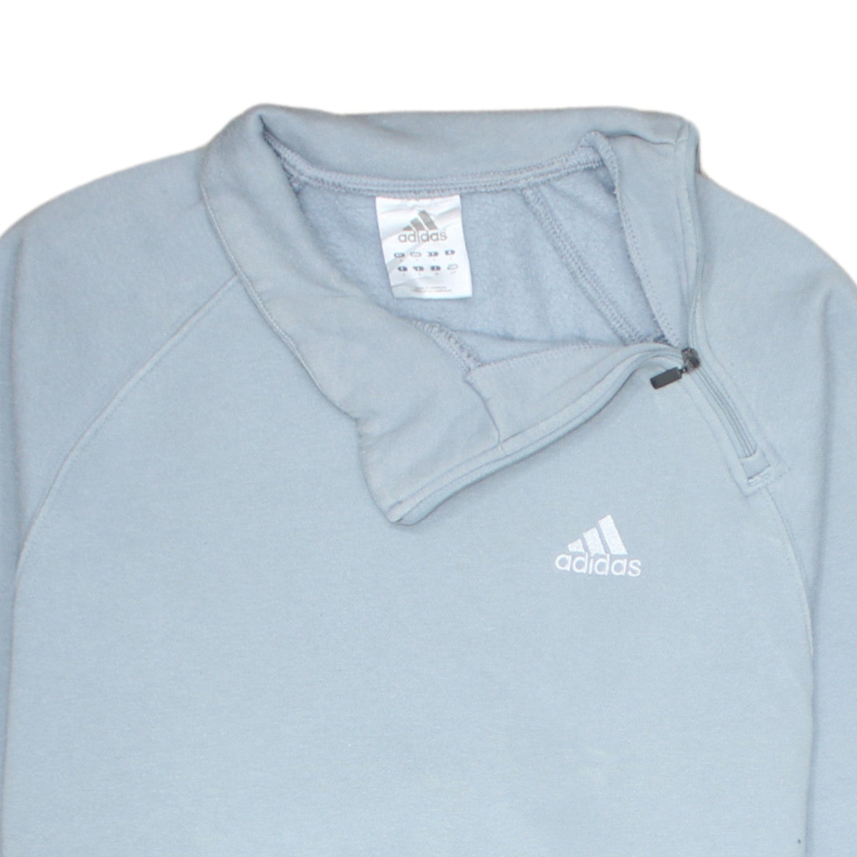 Adidas Men Blue 1/4 Zip Pullover Sweatshirt Size S Fleece Logo Top