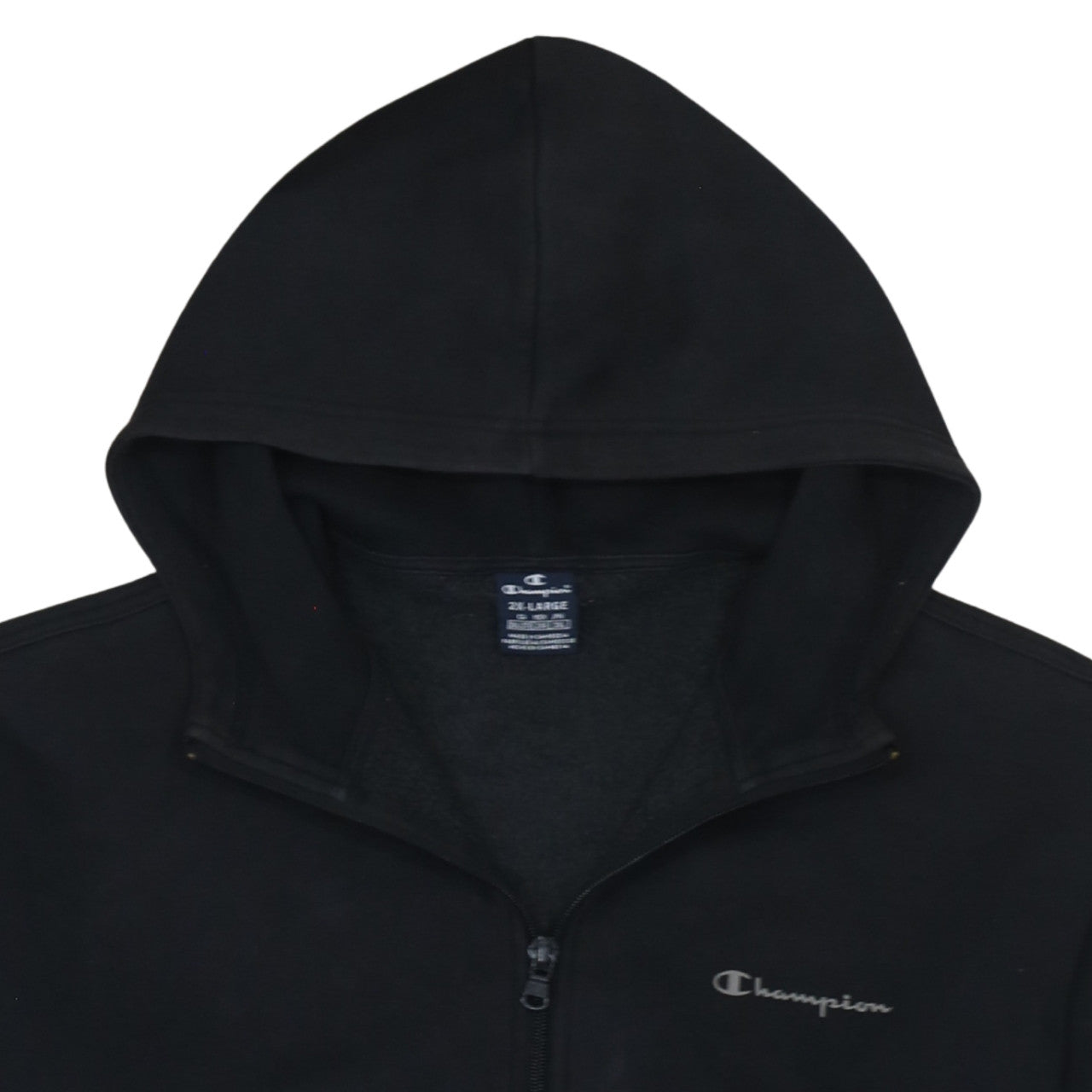 Champion Men's Black 2XL Full Zip Hoodie Fleece Sweatshirt