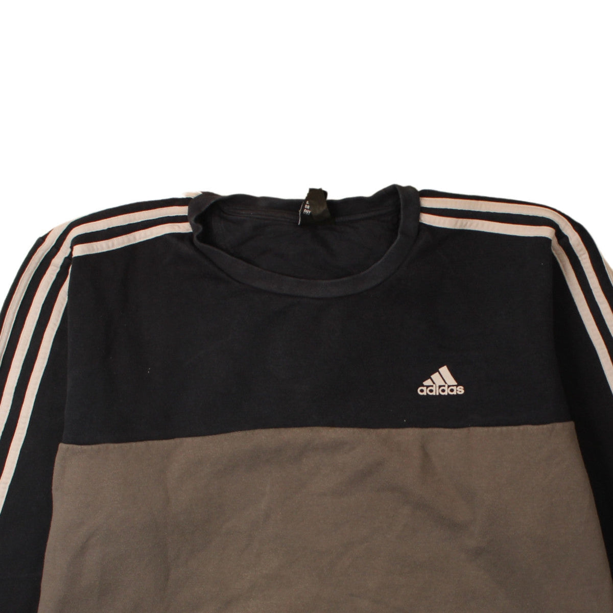 Adidas Men's Brown Black Colour Block Long Sleeve Pullover Sweatshirt L