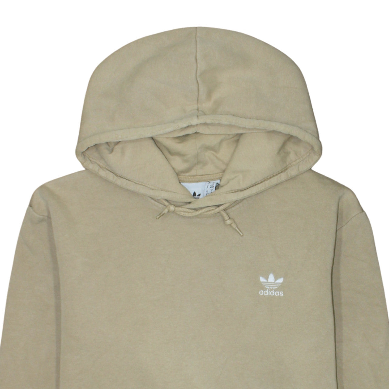 Adidas Men's Beige Pullover Hoodie M Regular Fleece Logo Sweatshirt