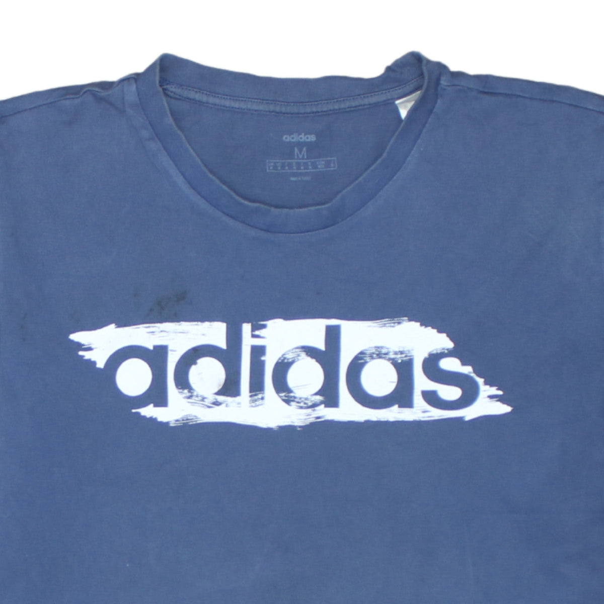 Adidas Men's Blue Graphic Print Crew Neck Cotton T-Shirt Size M