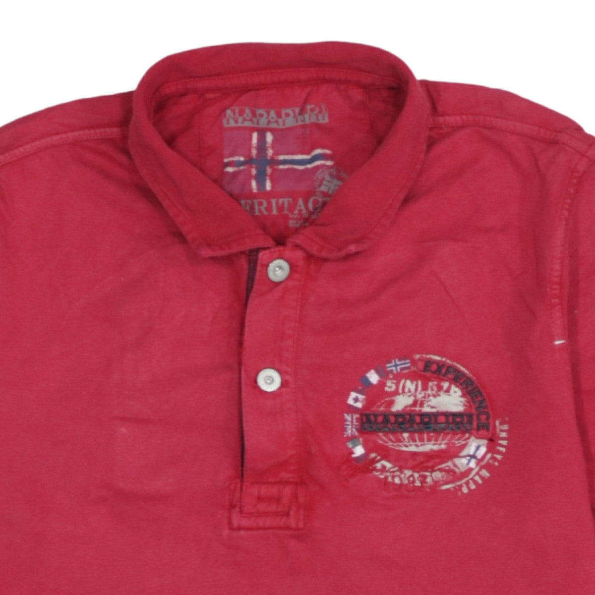 Napapijri Men's Red Heritage Polo Shirt Size M Cotton Logo Design