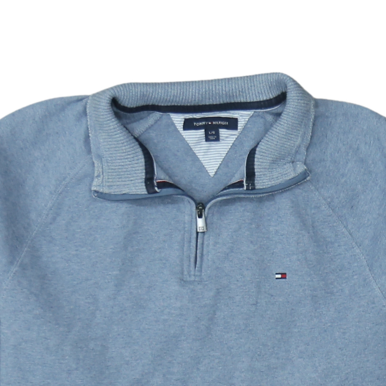 Tommy Hilfiger Mens Blue 1/4 Zip Mock Neck Sweatshirt Size L