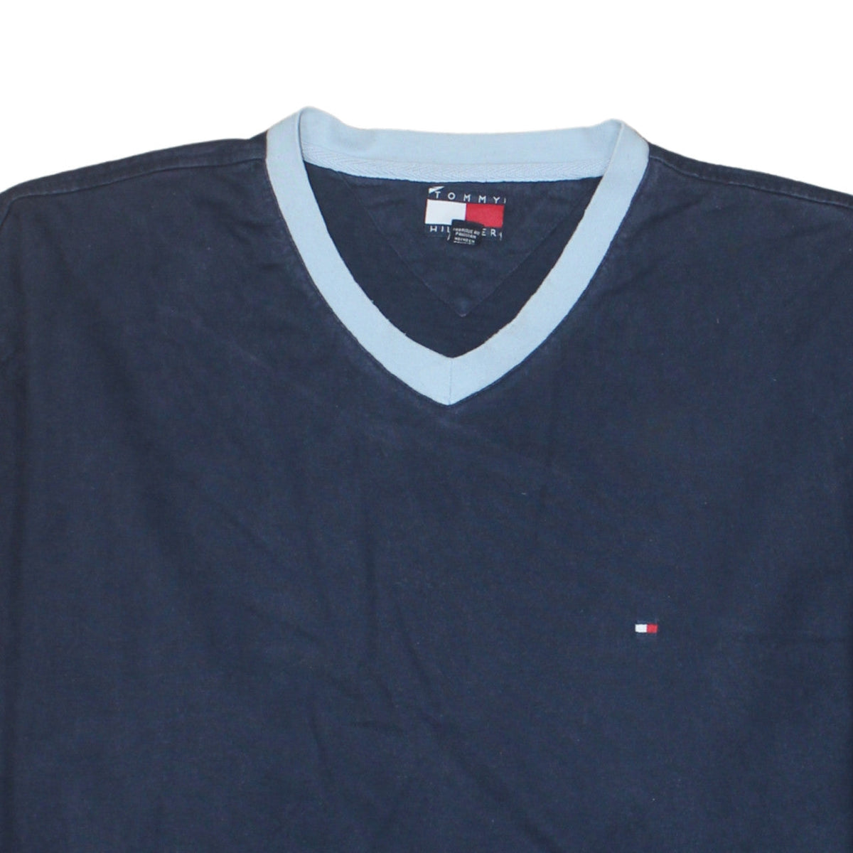Tommy Hilfiger Men's Blue V-Neck Long Sleeve Cotton Sweatshirt 2XL
